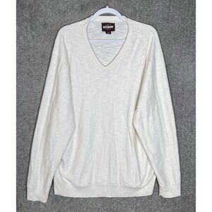 Alesbury Slub Knit Sweater Mens Size XXL Off White Cotton VNeck Pullover Preppy